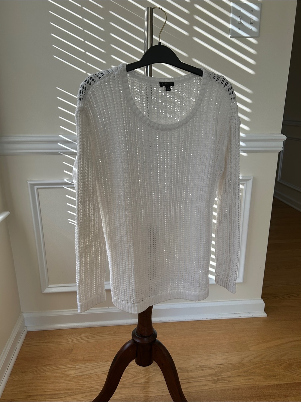 New Without a Tag Talbots White Open-Weave Scoop Neck Sweater
